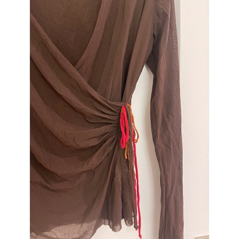 Vintage Johnny Heaven Mesh Brown Blouse Chic Boho 90s B Neck Party